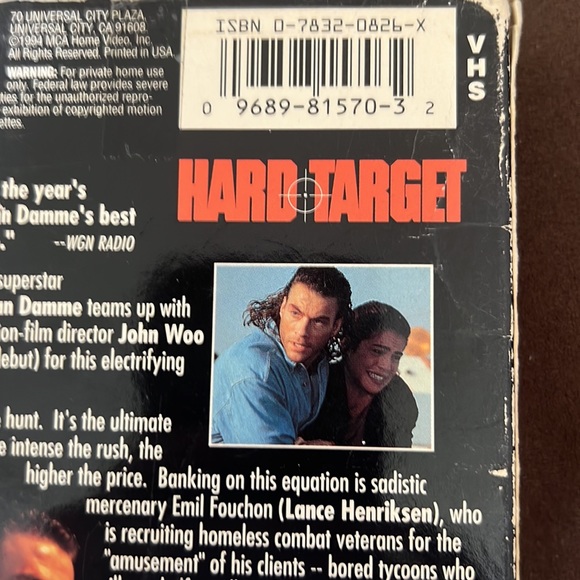 Hard Target [VHS] cassette tape movie with Jean-Claude Van Damme - Picture 3 of 16